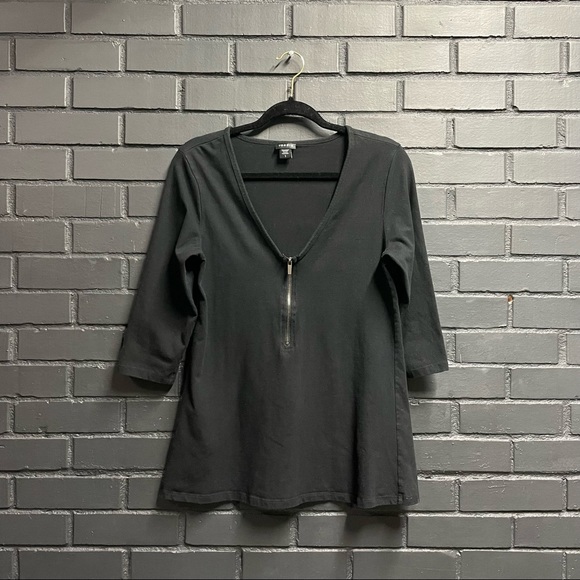 torrid Tops - TORRID Black Zipper V-Neck Three Quarter Length Blouse Top